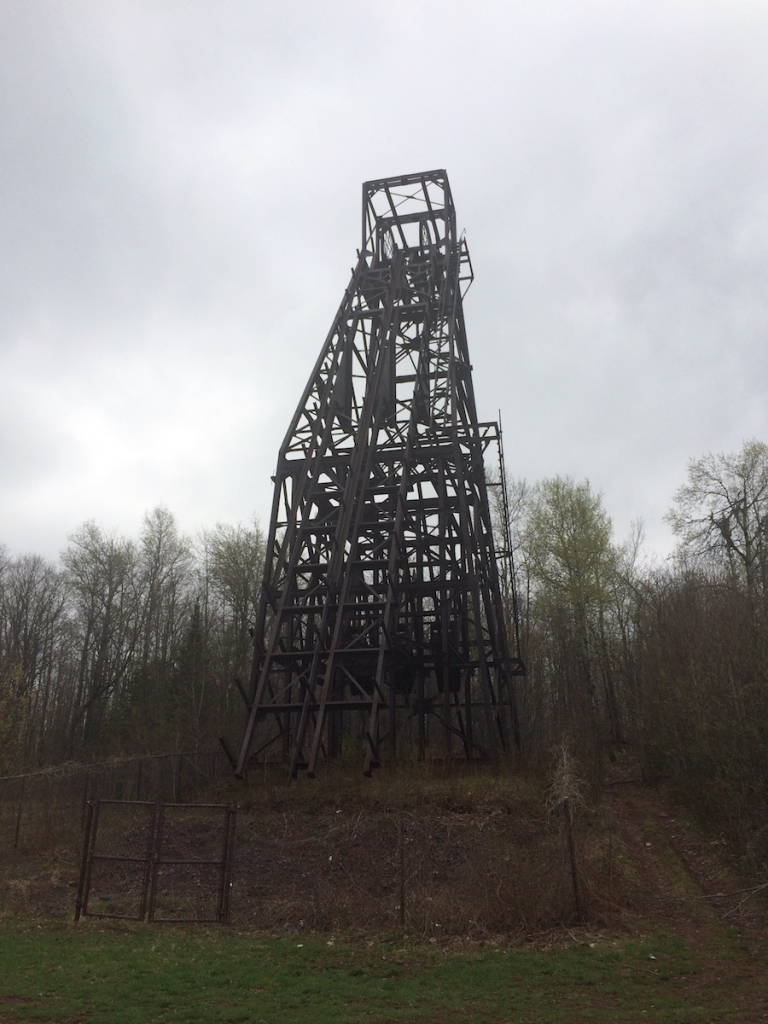 The Plummer Mine Headframe is one of the last standing reminders of Wisconsin’s twentieth century iron mining history. Click to enlarge. (Grant, 2014)