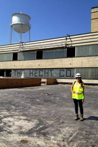 The author standing on the roof of the Hecht Company Warehouse in Washington, DC. (Image by Gigi Price. July 31, 2014.)
