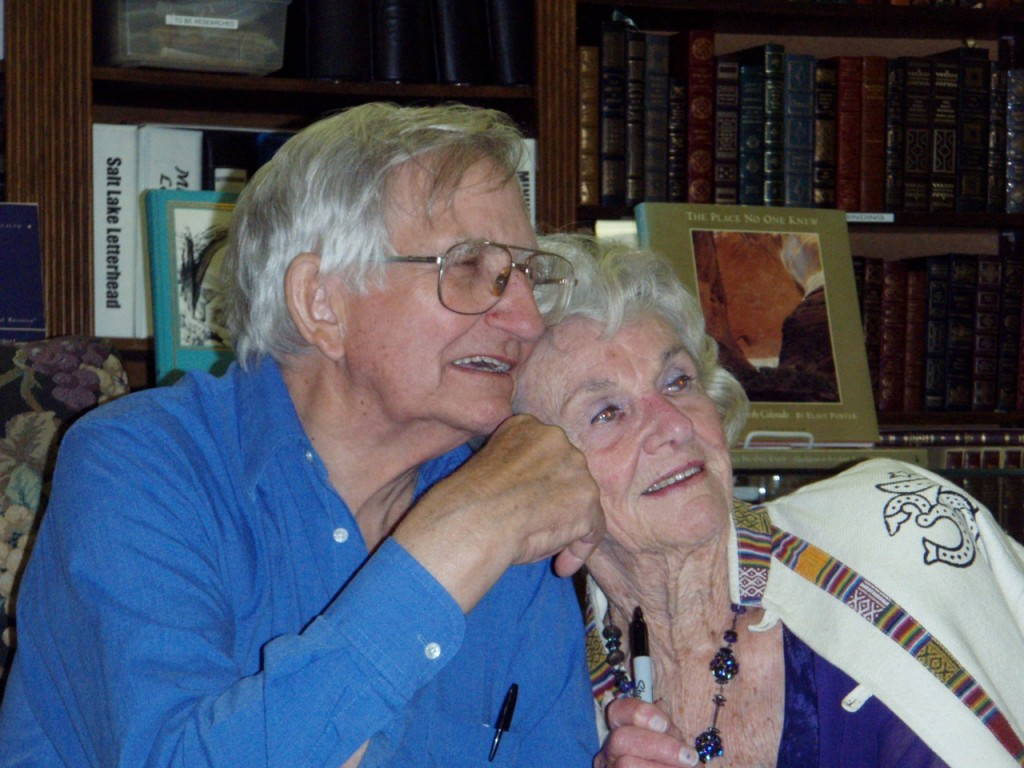 Katie Lee and Ken Sleight at Ken Sanders Rare books in Salt Lake City, Utah, 2007. Image credit: Peter Mills.