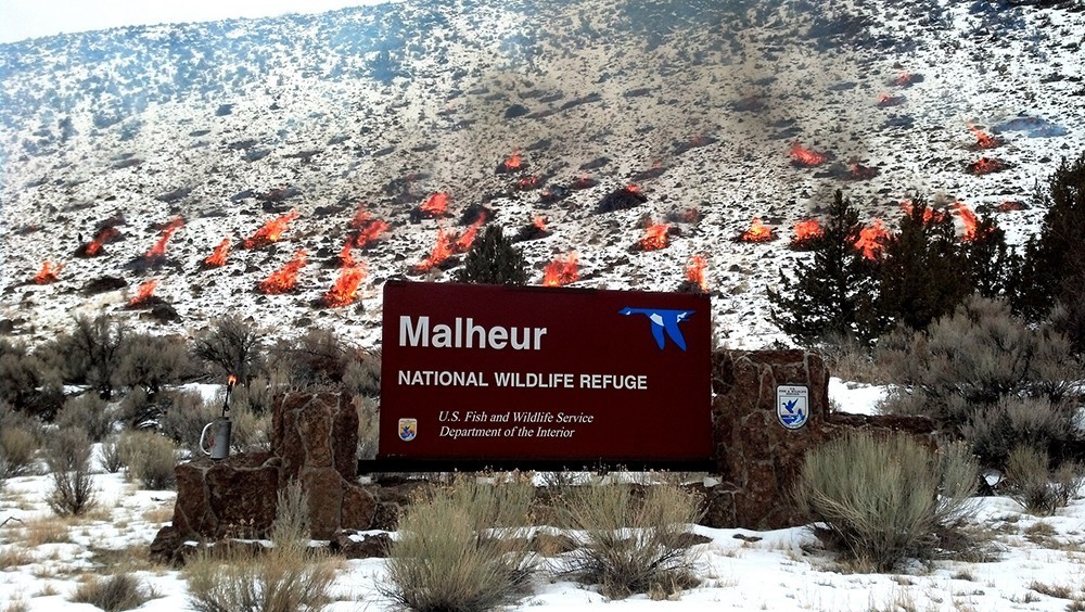"Pile Burning at Malheur NWR," by Flickr user USFWS - Pacific Region, CC BY 2.0.