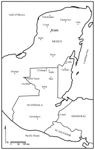 Map of the broader Maya area showing the location of Kiuic in relation to other Prehispanic Maya sites. Map by Ken Seligson.