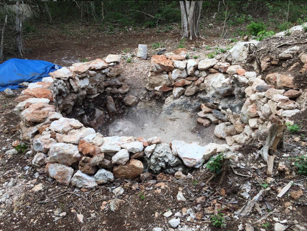 The experimental ring structure pit-kiln constructed for the purpose of testing fuel-to-product ratios during burnt lime production episodes. Photo by Ken Seligson.