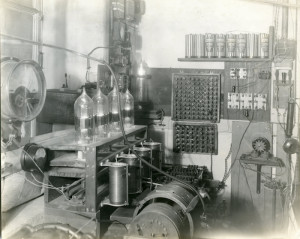 One of the spark tube transmitters developed under the direction of Earle Terry. Image courtesy of the Wisconsin Center for Film and Theater Research.