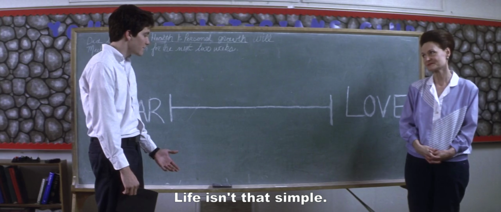 "Life isn't that simple." Screenshot from the film Donnie Darko.