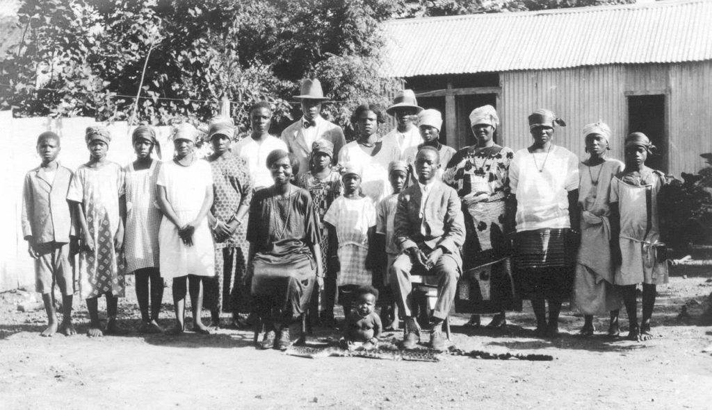 Of nearly 600 photographs taken on the expedition, this family portrait is only one of two taken of Plenyono Gbe Wolo. Loring Whitman, 23 July 1926, Indiana University Liberian Collections.