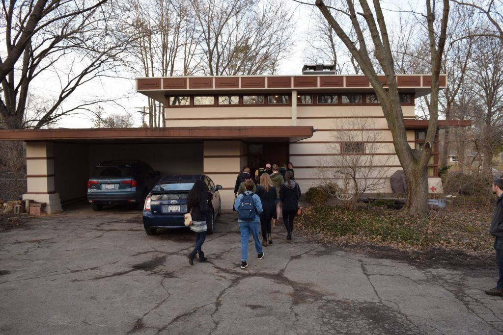 Fig. 5. Exterior view of the Walter and Mary Ellen Rudin House (1959), designed by Frank Lloyd Wright and built by Marshal Erdman in Madison. The Rudin House was the model house for the 2nd design in a line of dwellings that Wright and Erdman intended to prefabricate as a suburban middle-class house. Photo by Chris Slaby, March, 2016.