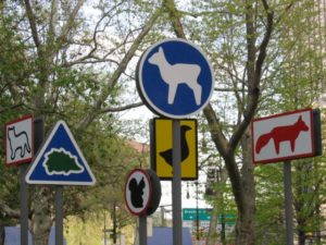 Animal signs in New York City. Photo by Mai Le, San Francisco, USA. Wikimedia Commons.