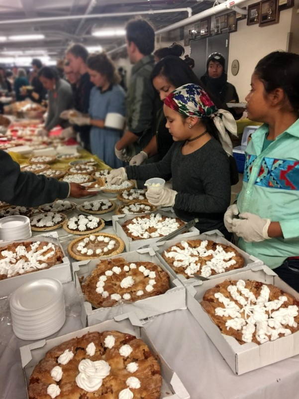 Thanksgiving at Standing Rock Community High School. Photo by Judy Wicks, November 2016.