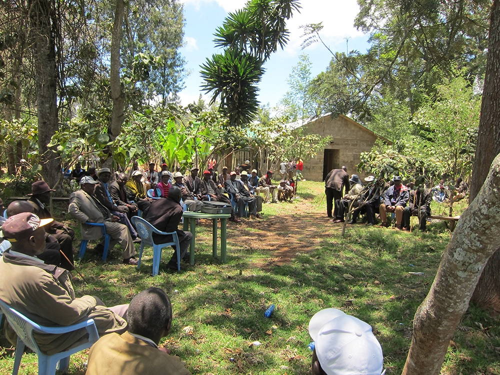 A meeting of the Njuri Ncheke, Ntunene, Meru County, Kenya. Photo by the author, 2014.