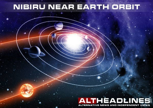 A graphic showing the Milky Way planets and their orbits with a red planet shown to be on a collision course with Earth.