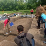 An in-progress archaeological dig of the <a href="http://cahokiamounds.org/" target="_blank">Cahokia Mounds</a> in Collinsville, Illinois, led by Washington University in St. Louis archaeologist John Kelly and a team of researchers from Bologna, Italy. Photo by Daniel Grant.