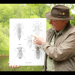 Bob Dubois discusses dragonflies alongside the Namekagon River. Video still by Jojin Van Winkle, 2016. Bob Dubois discusses dragonflies alongside the Namekagon River. Video still by Jojin Van Winkle, 2016.