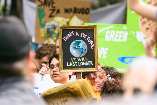From polar print culture to protest print culture at the September 2019 Climate Strike. Photograph by Julian Meehan, 2019.